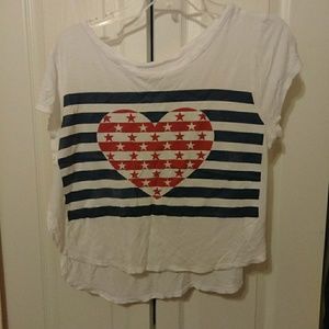 Medium cropped top Patriotic Heart T Shirt
